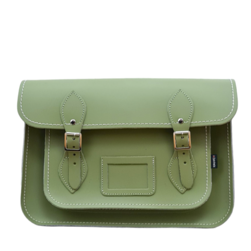 Handmade Leather Satchel - Sage Green  