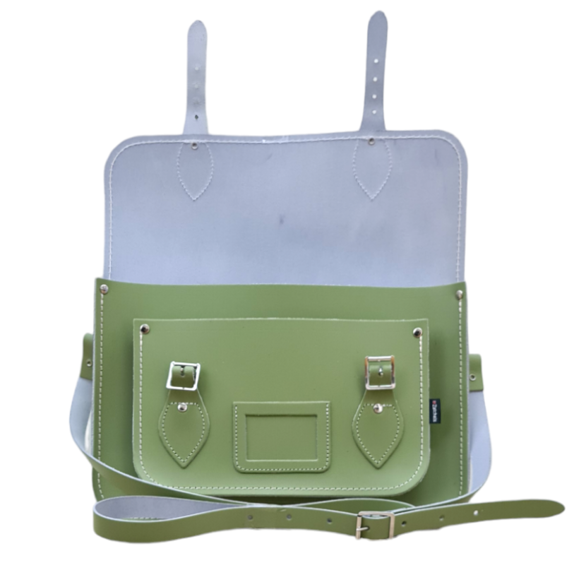 Handmade Leather Satchel - Sage Green  