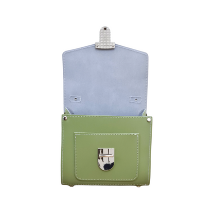 Handmade Leather Sugarcube Handbag - Sage - Green  