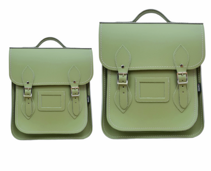 Handmade Leather City Backpack - Sage Green  