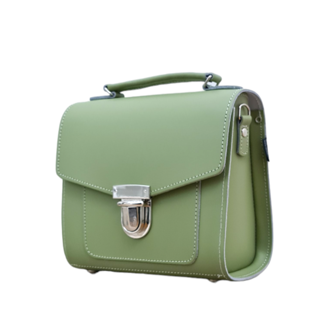 Handmade Leather Sugarcube Handbag - Sage - Green  