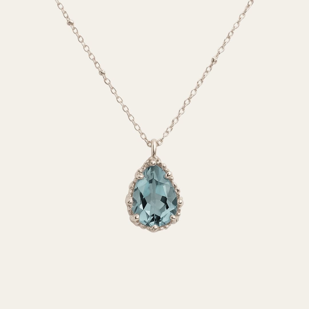 Silver Blue Topaz Necklace - Aurelia  
