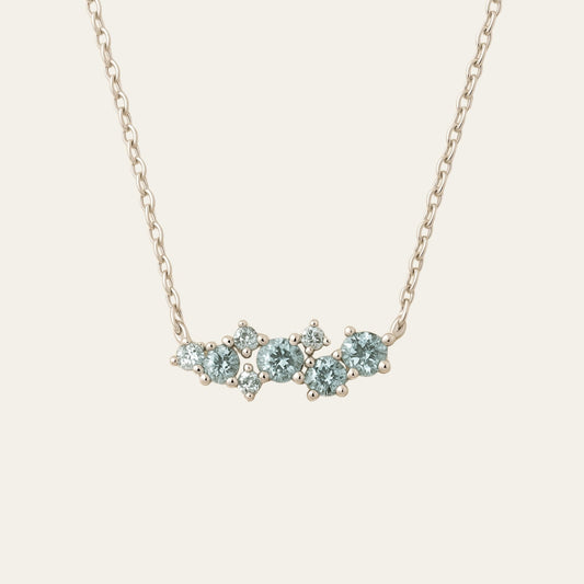Silver Cluster Gemstone Necklace - Elara  