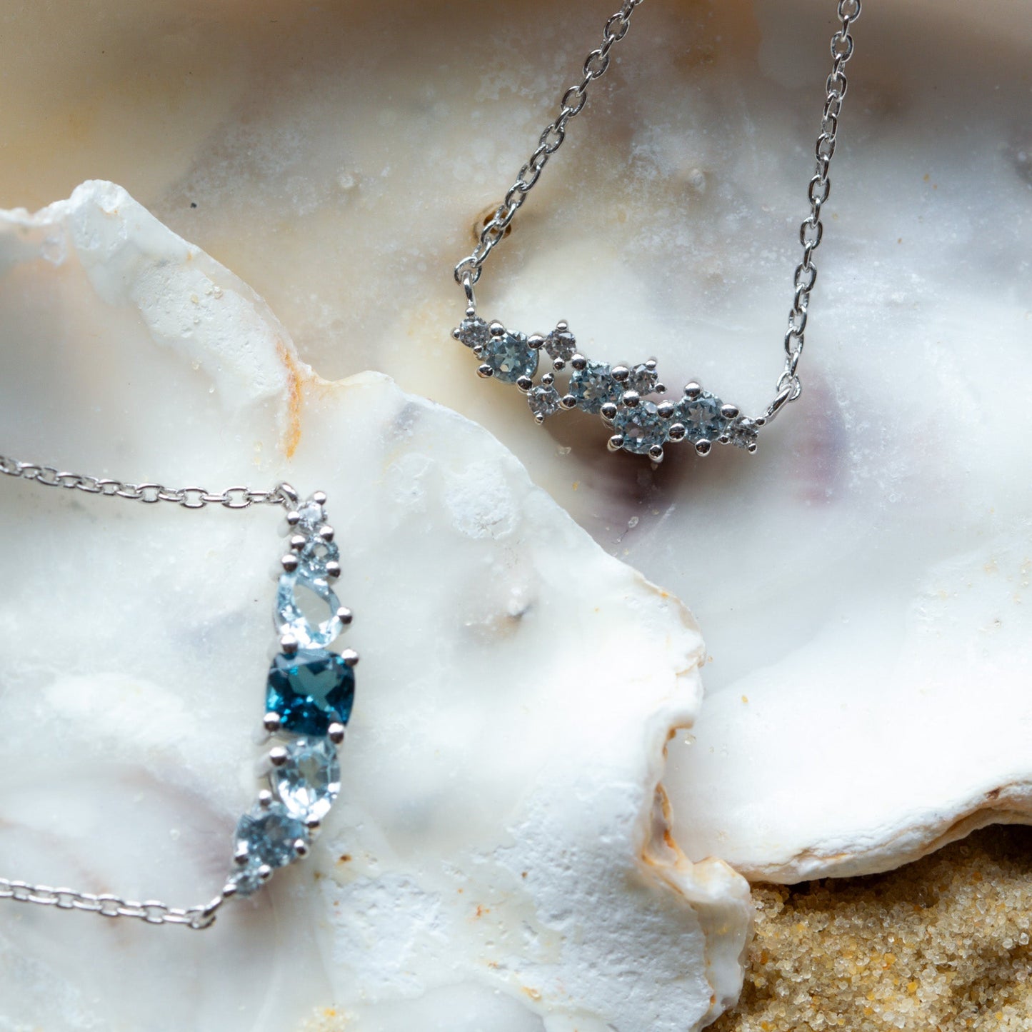 Silver Cluster Gemstone Necklace - Elara  