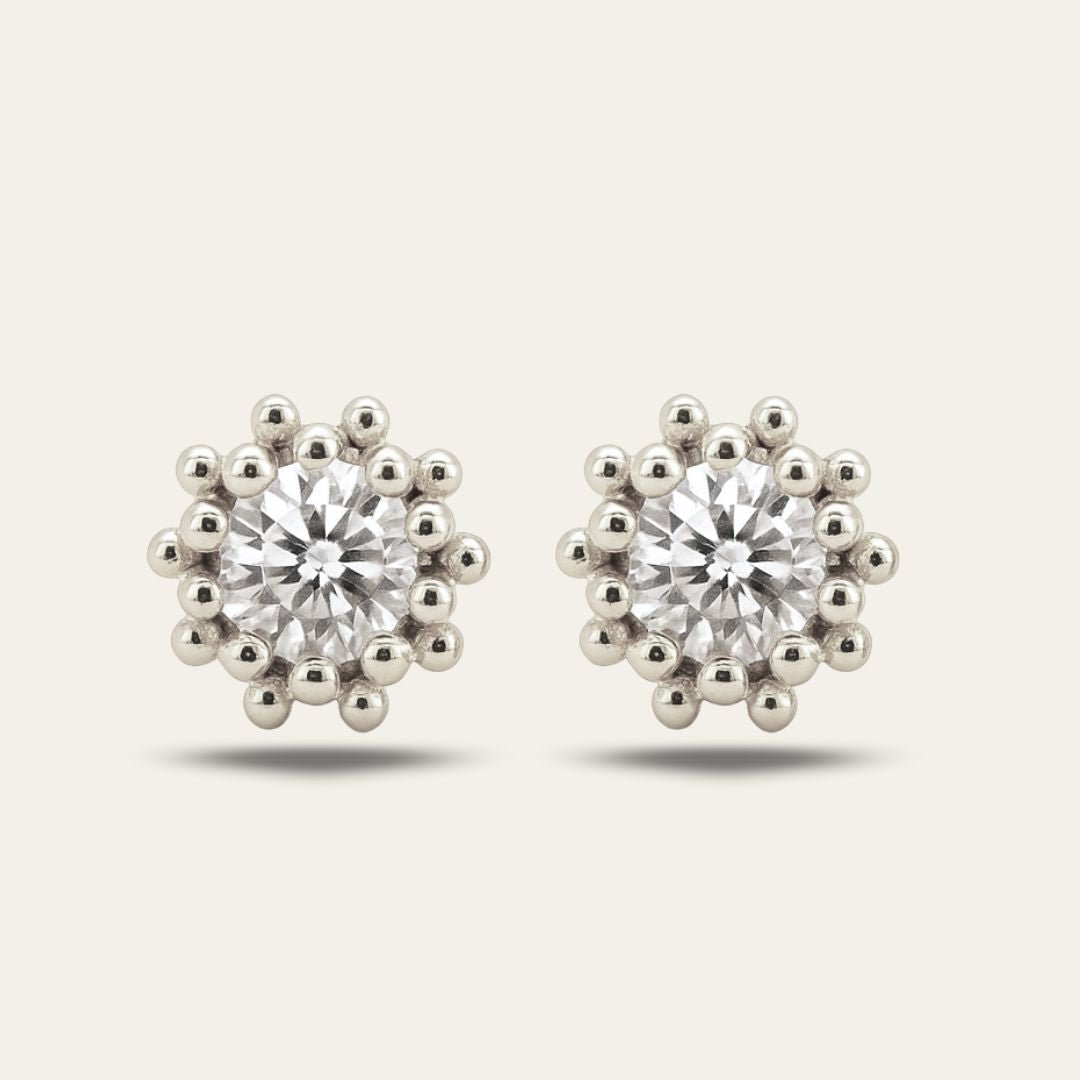 Silver White Topaz Seren Studs  