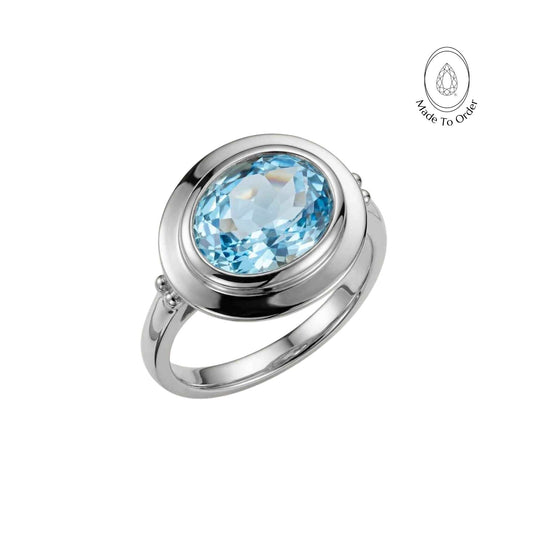 Sky Blue Topaz Gemstone Ring - Avery(Oval-Cut)