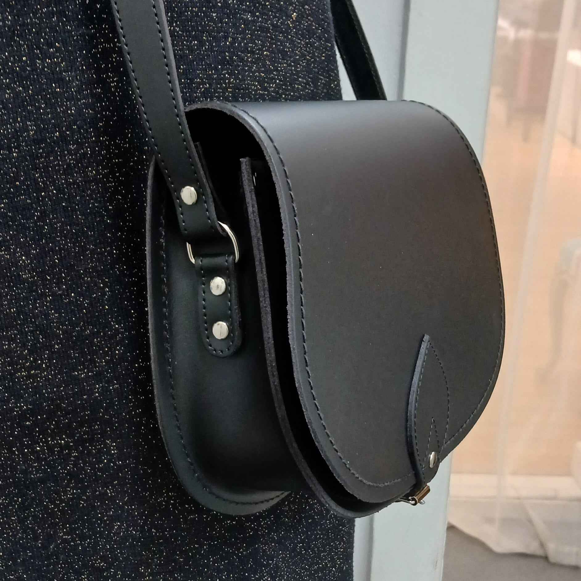 Handmade Leather Saddle Bag - Black
