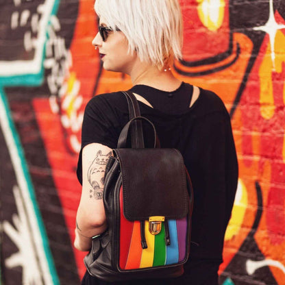 Handmade Leather Backpack - Pride Rainbow