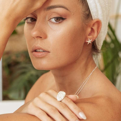 Dainty Silver Starfish Studs  