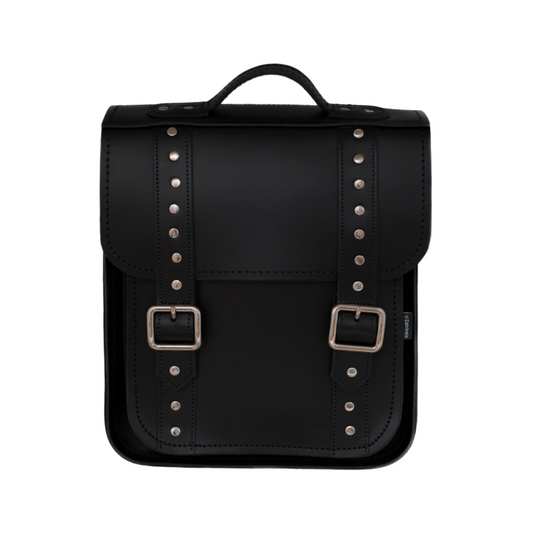 Handmade Leather City Backpack - Black Gothic Studded  