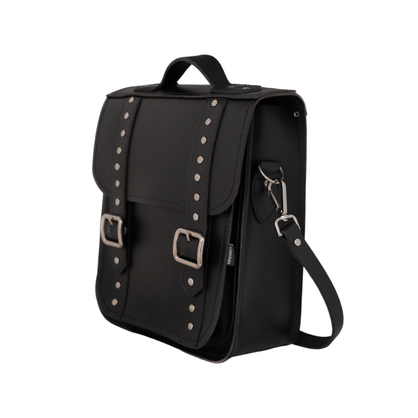 Handmade Leather City Backpack - Black Gothic Studded  