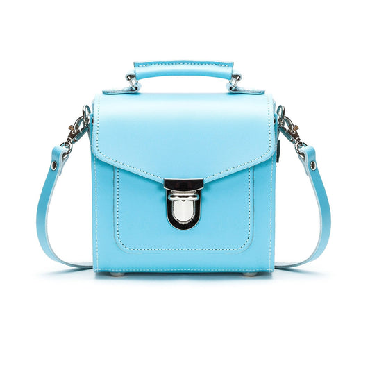 Handmade Leather Sugarcube Handbag - Pastel Baby Blue  