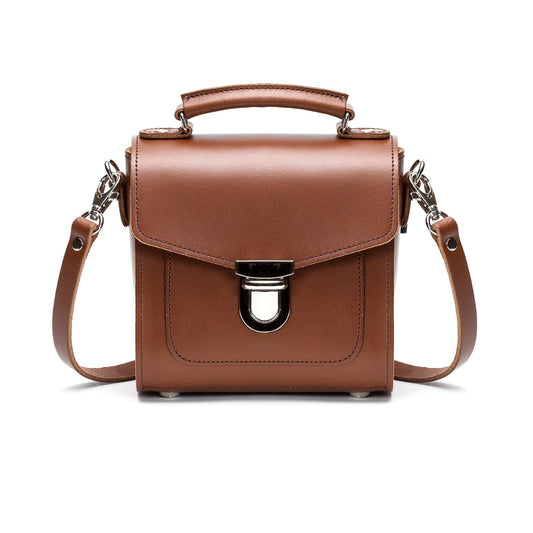 Handmade Leather Sugarcube Handbag - Chestnut  