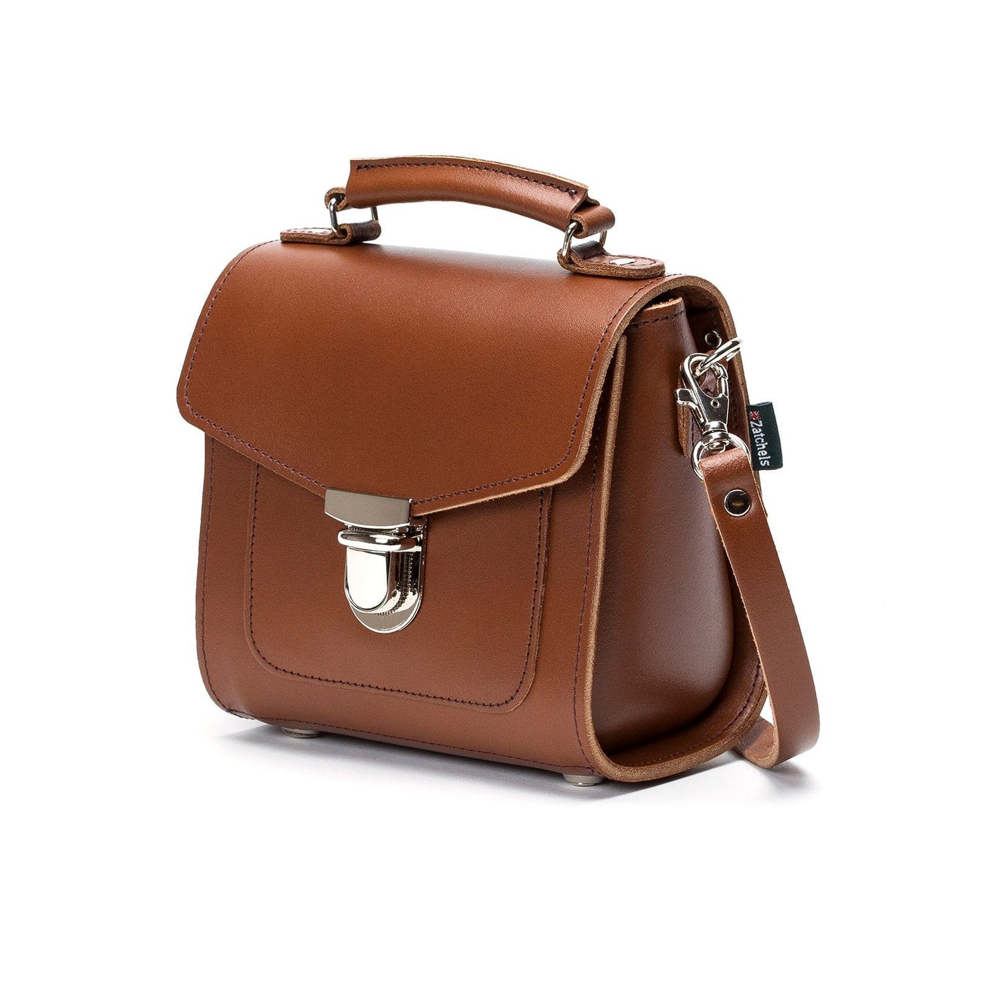 Handmade Leather Sugarcube Handbag - Chestnut  