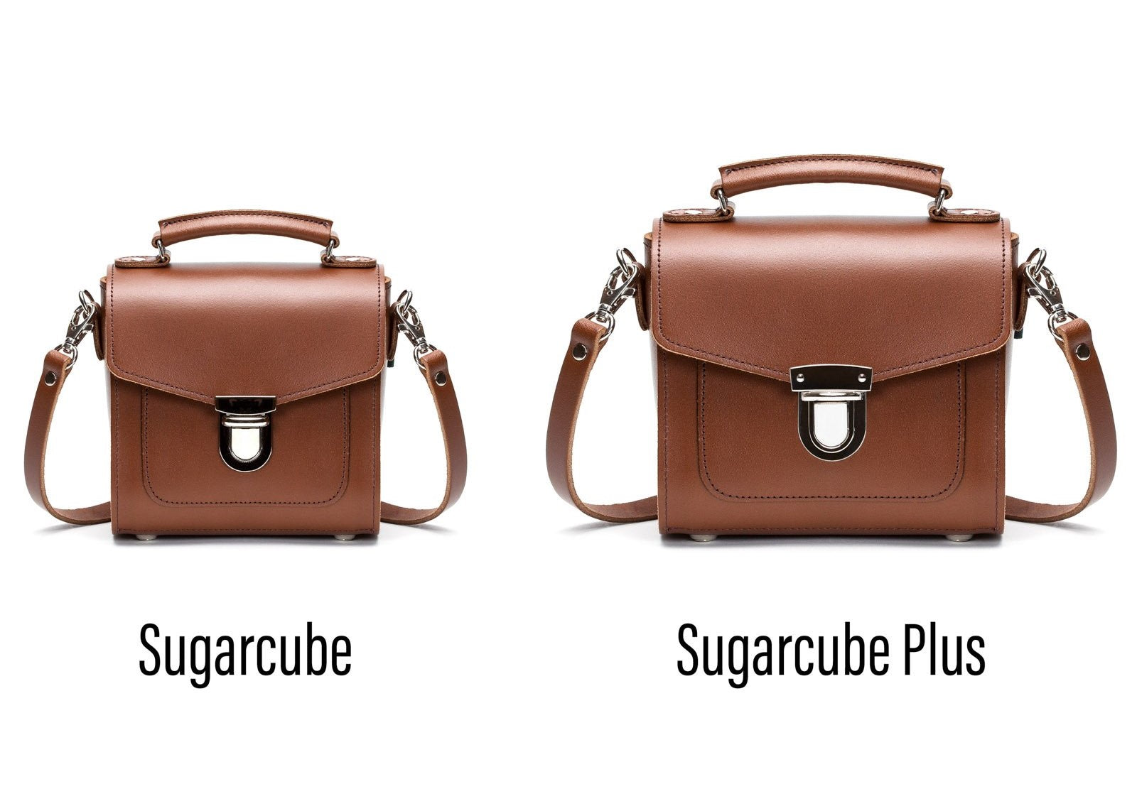 Handmade Leather Sugarcube Handbag - Chestnut  