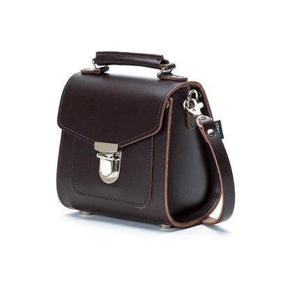 Handmade Leather Sugarcube Handbag - Dark Brown
