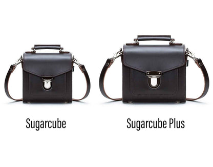 Handmade Leather Sugarcube Handbag - Dark Brown