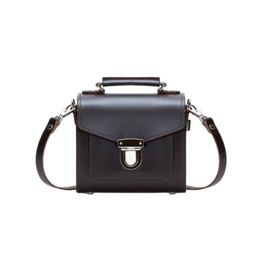 Handmade Leather Sugarcube Handbag - Dark Brown