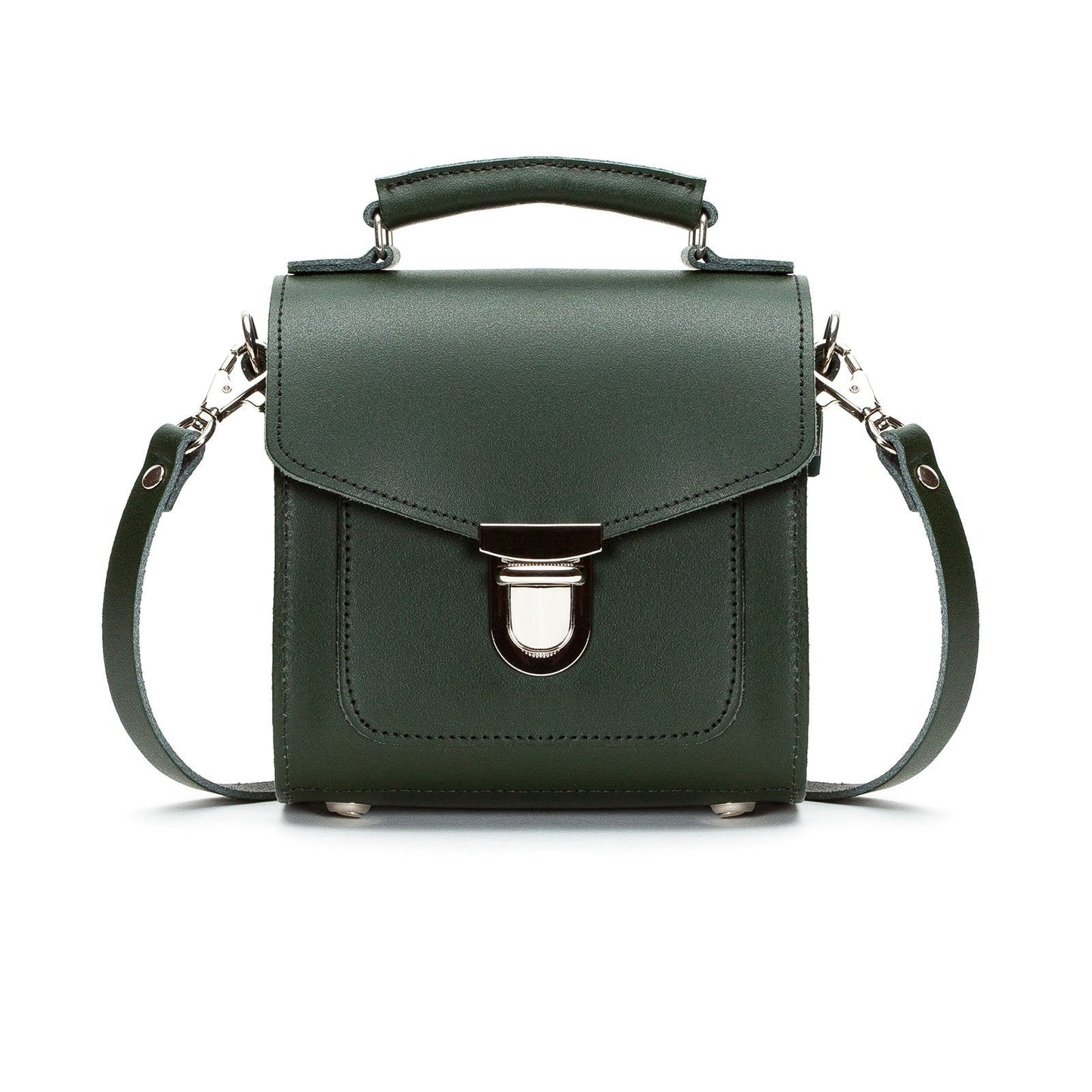 Handmade Leather Sugarcube Handbag - Ivy Green  