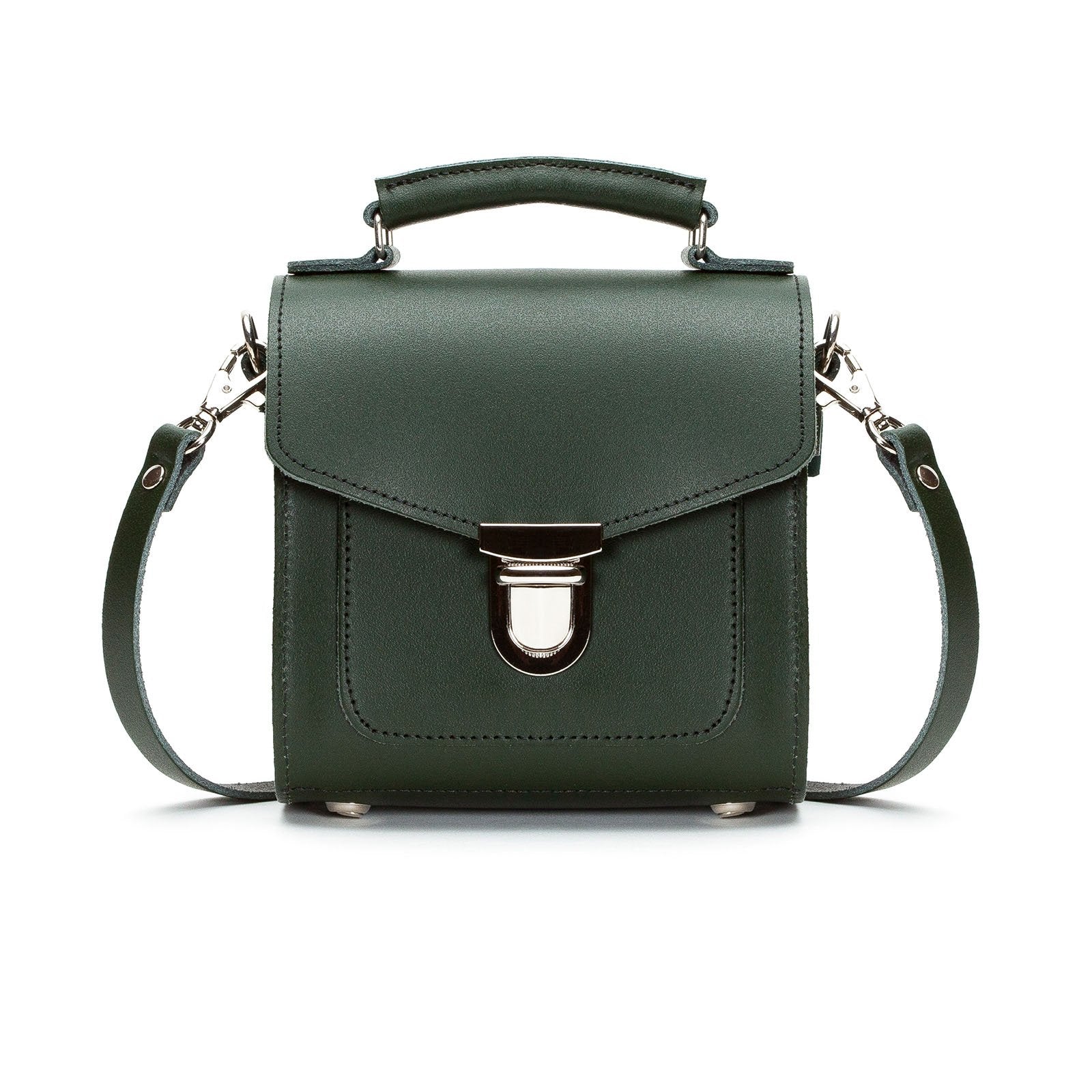 Handmade Leather Sugarcube Handbag - Ivy Green  