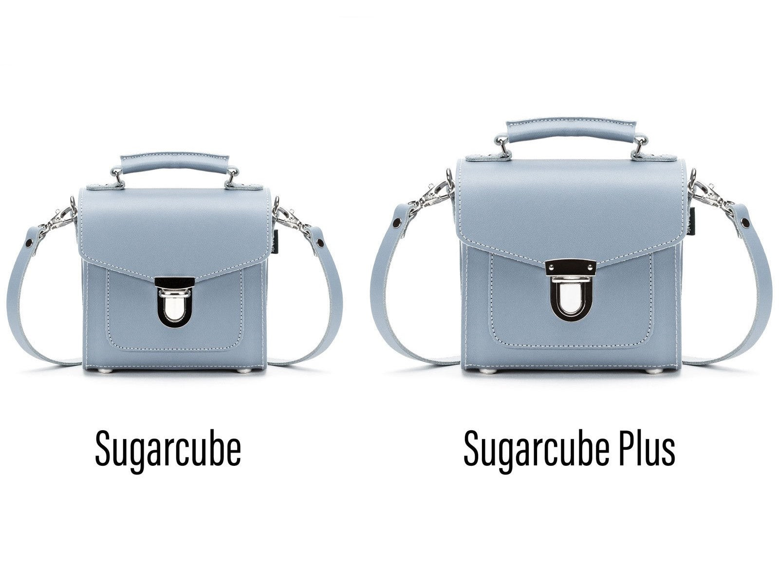 Handmade Leather Sugarcube Handbag - Lilac Grey  