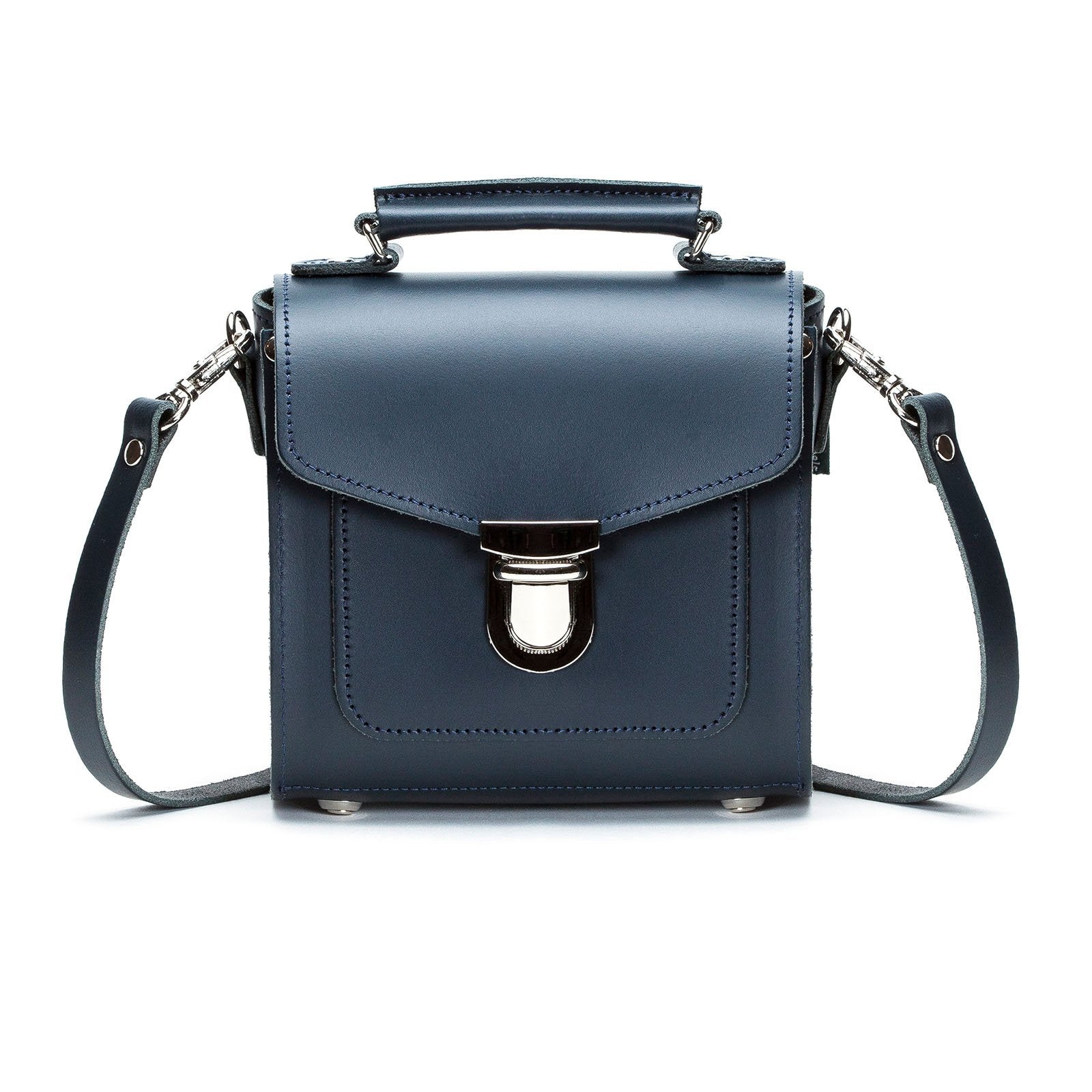 Handmade Leather Sugarcube Handbag - Navy  