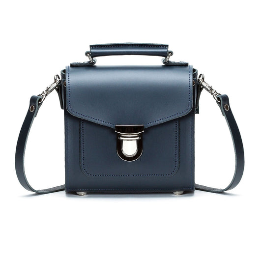 Handmade Leather Sugarcube Handbag - Navy  