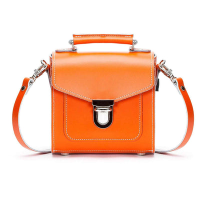 Handmade Leather Sugarcube Handbag - Orange