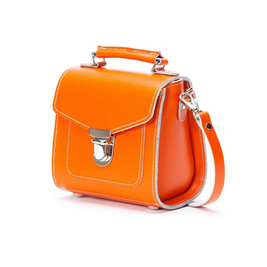 Handmade Leather Sugarcube Handbag - Orange