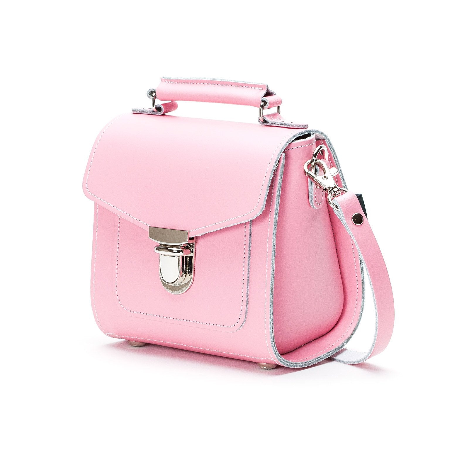 Handmade Leather Sugarcube Handbag - Pastel Pink  