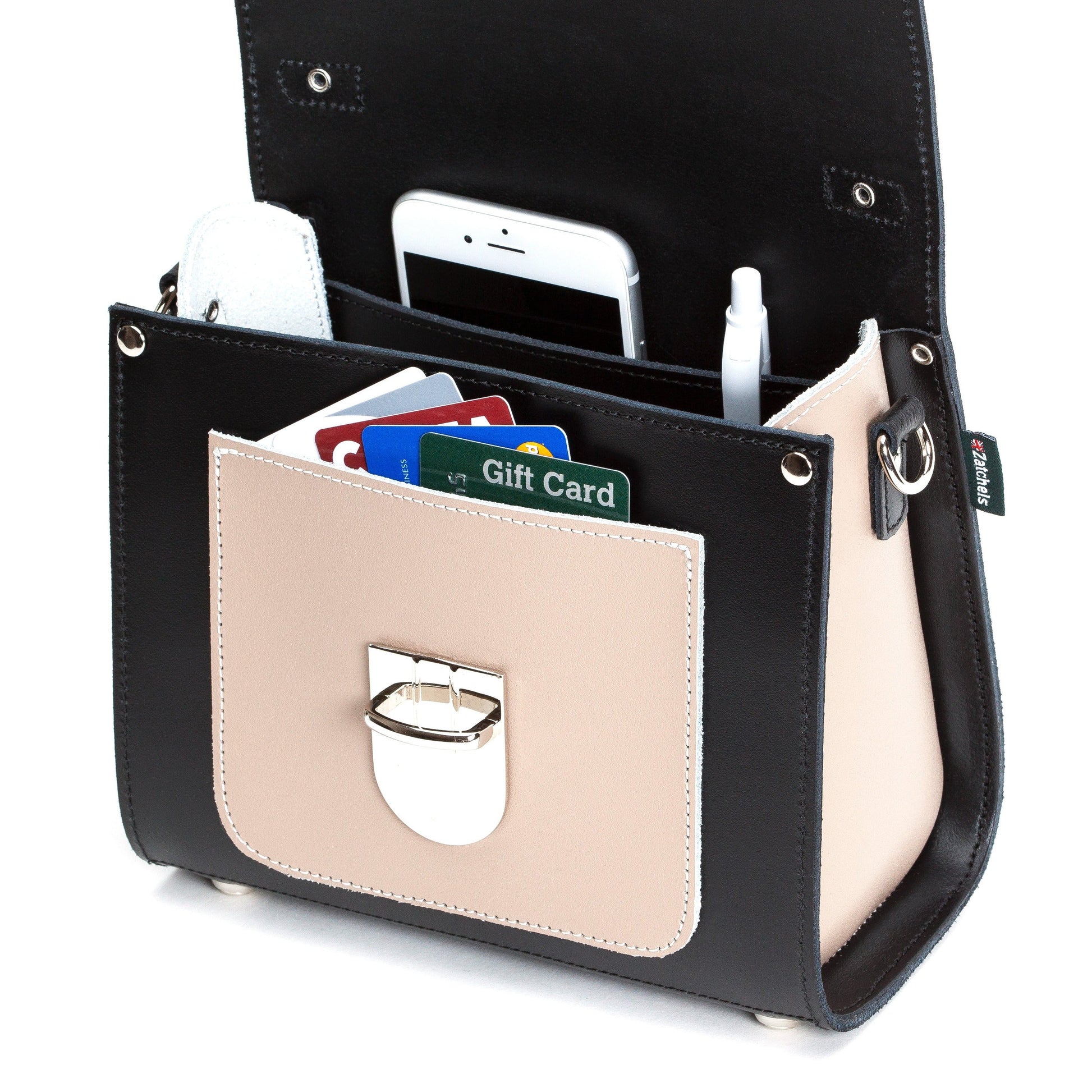 Handmade Leather Sugarcube Handbag - Cafe Noir  