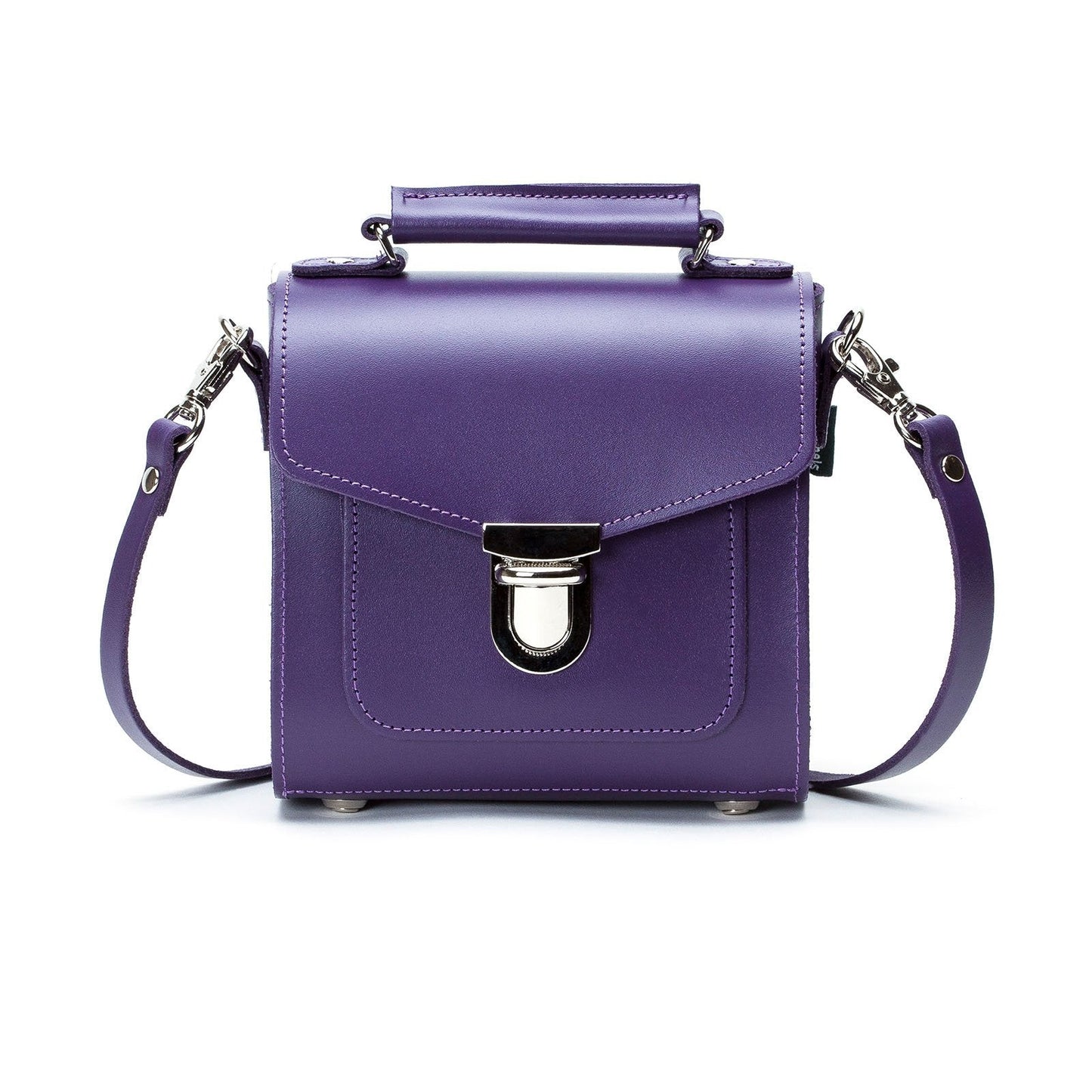 Handmade Leather Sugarcube Handbag - Purple  