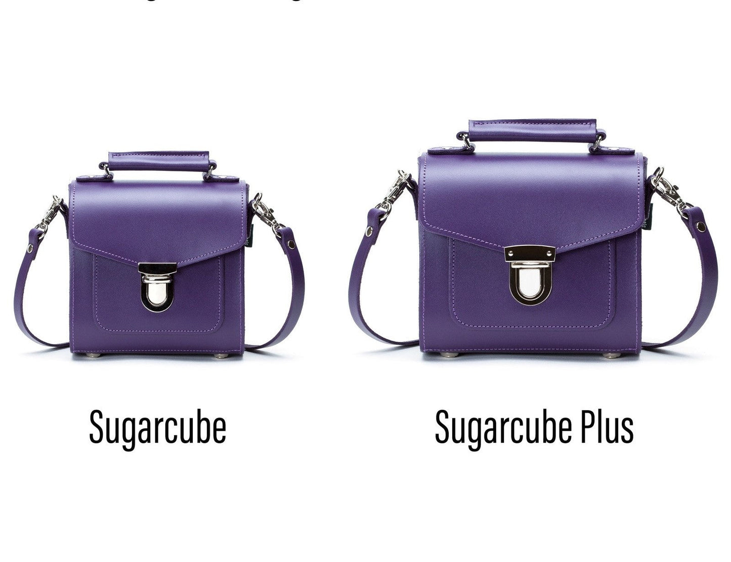 Handmade Leather Sugarcube Handbag - Purple  