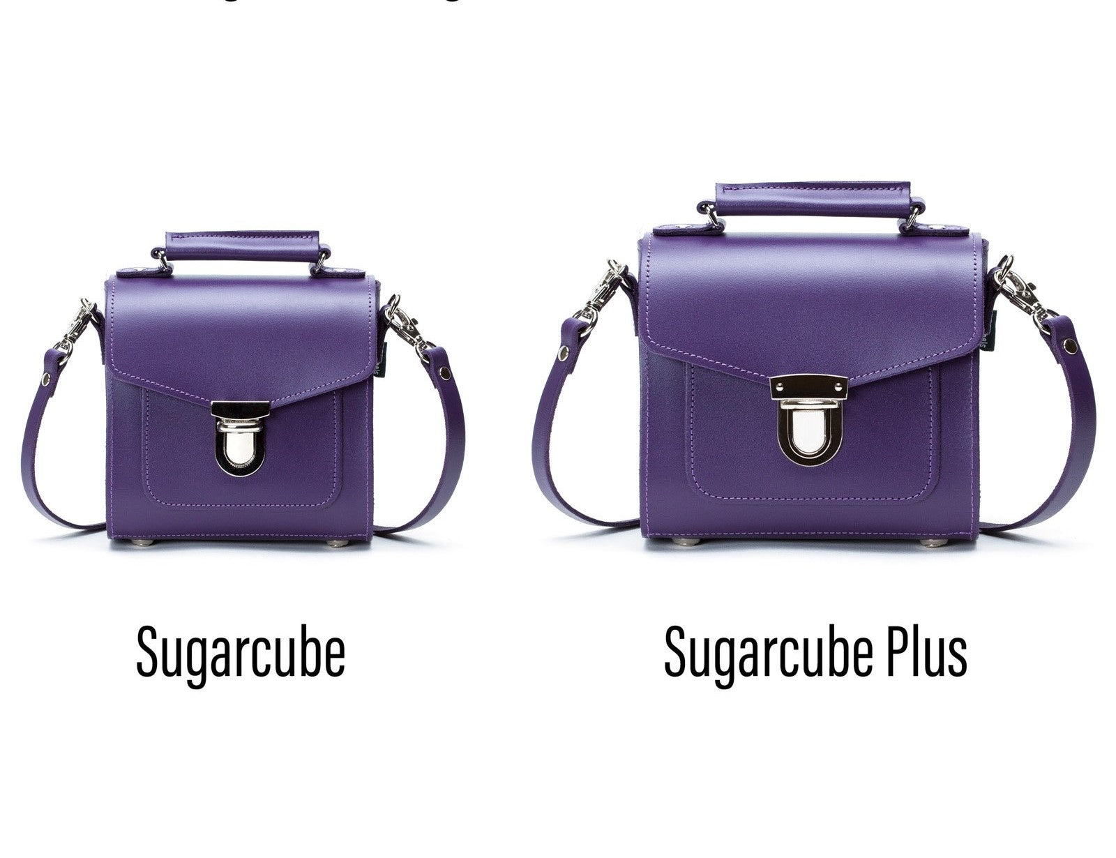 Handmade Leather Sugarcube Handbag - Purple  
