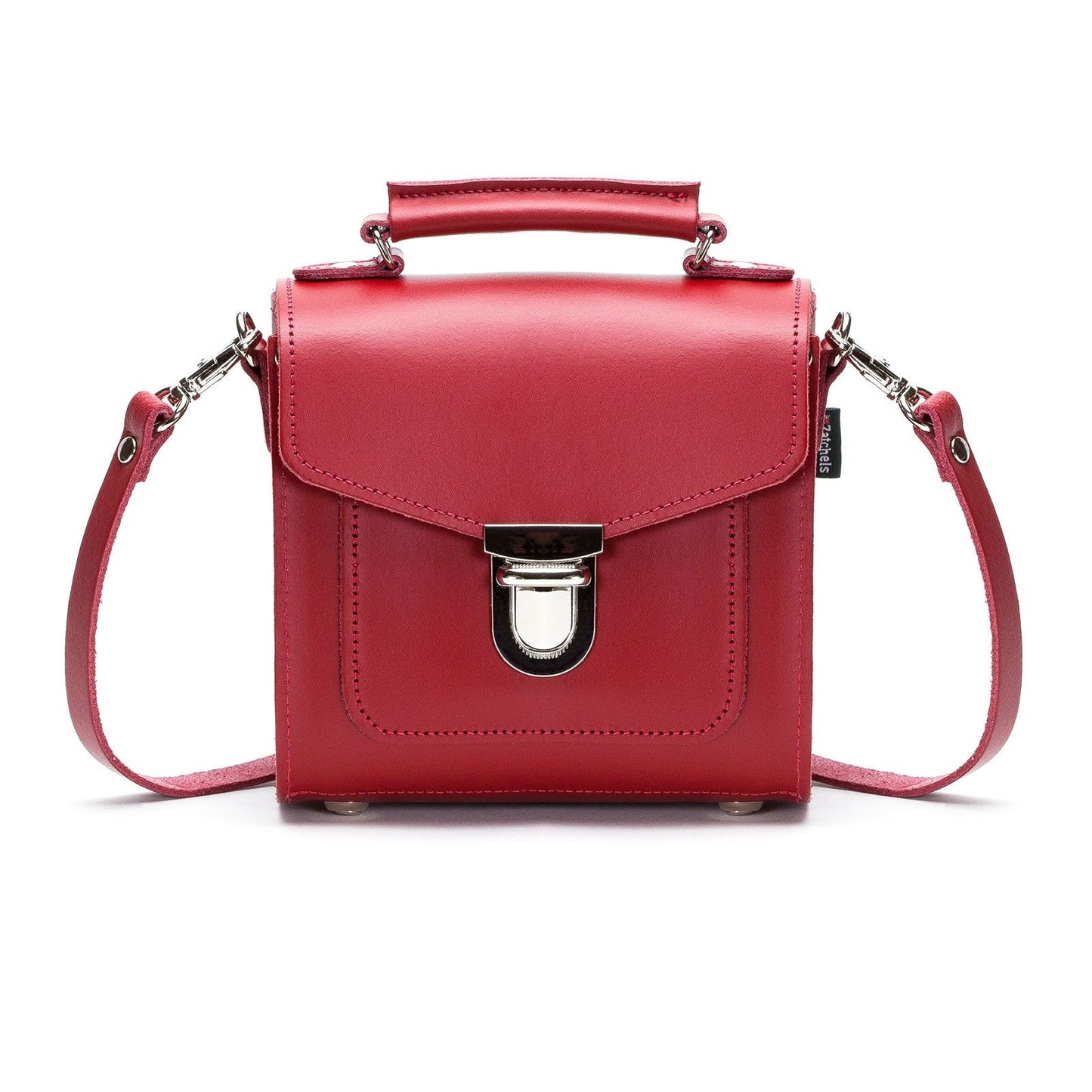 Handmade Leather Sugarcube Handbag - Red  