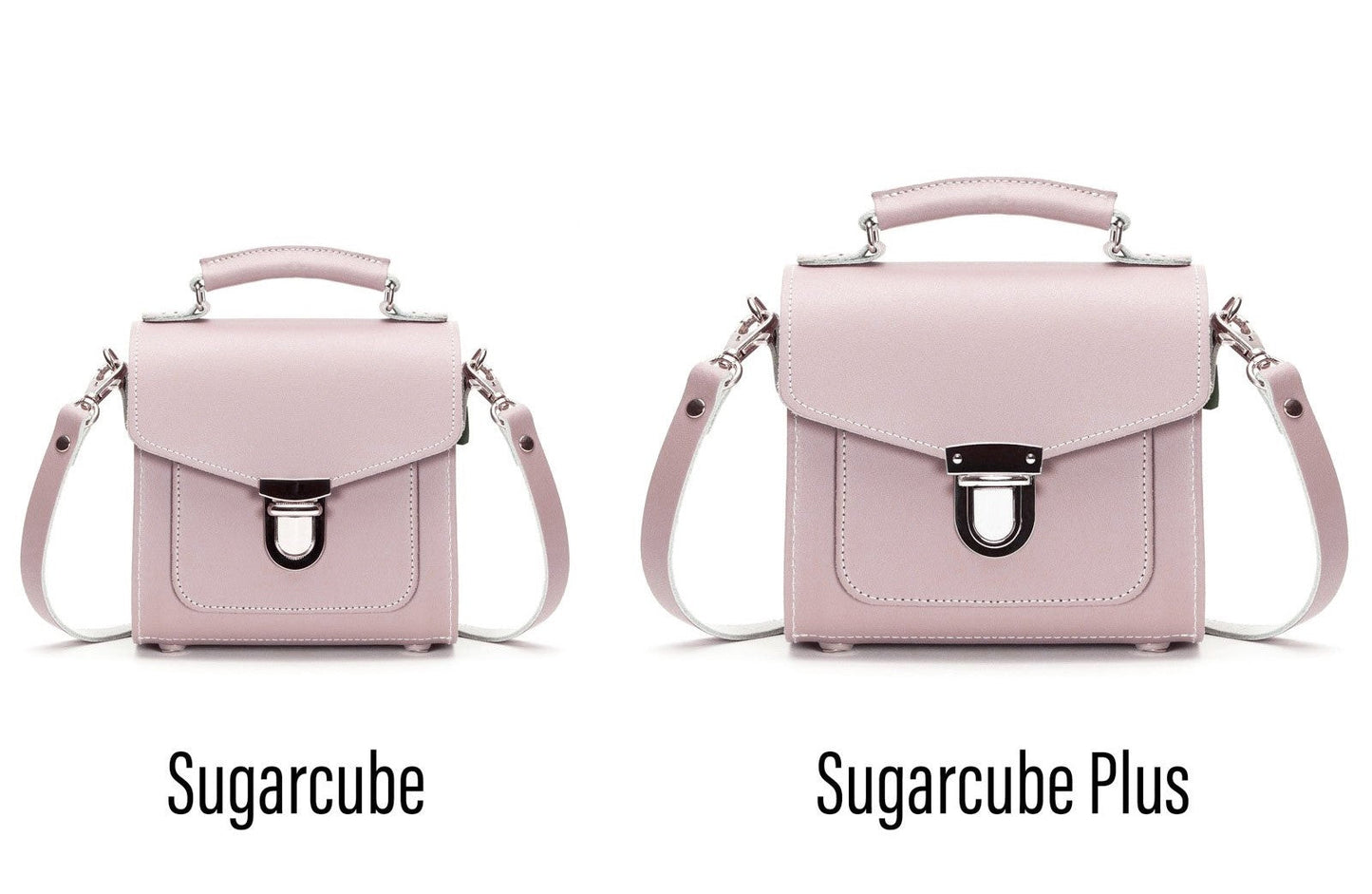 Handmade Leather Sugarcube Handbag - Rose Quartz  