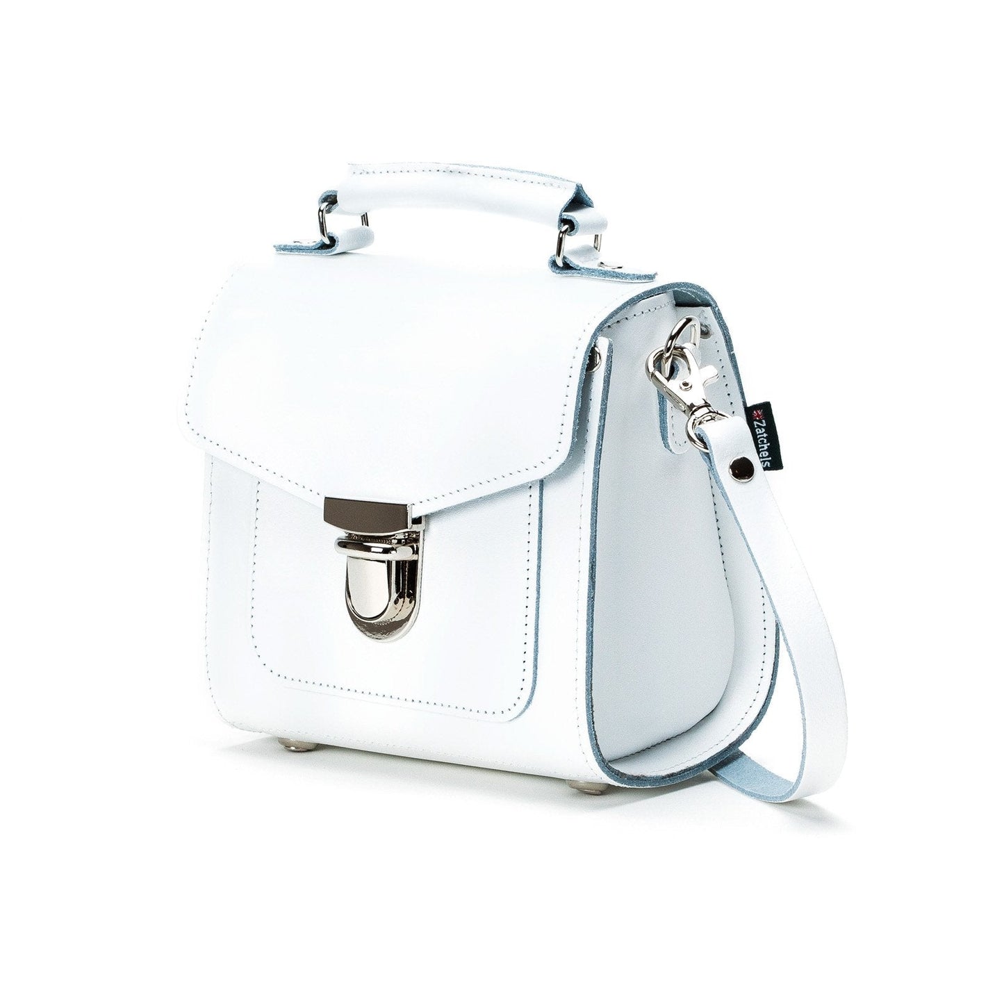 Handmade Leather Sugarcube Handbag - White  