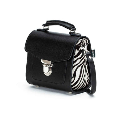 Handmade Leather Sugarcube Handbag - Zebra
