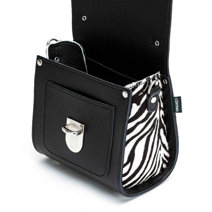 Handmade Leather Sugarcube Handbag - Zebra