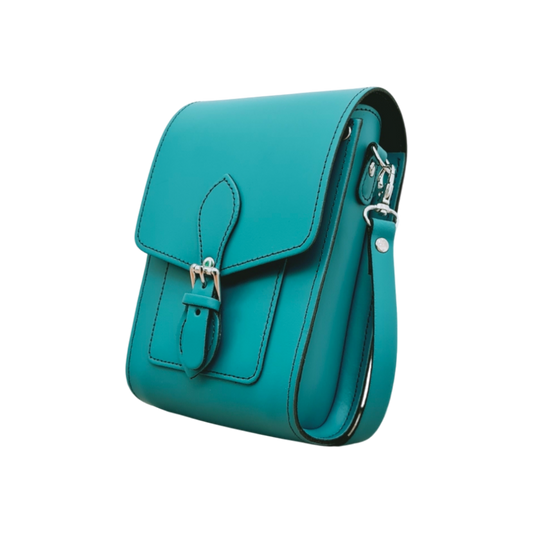 Handmade Leather Festival Phone Bag - Teal  