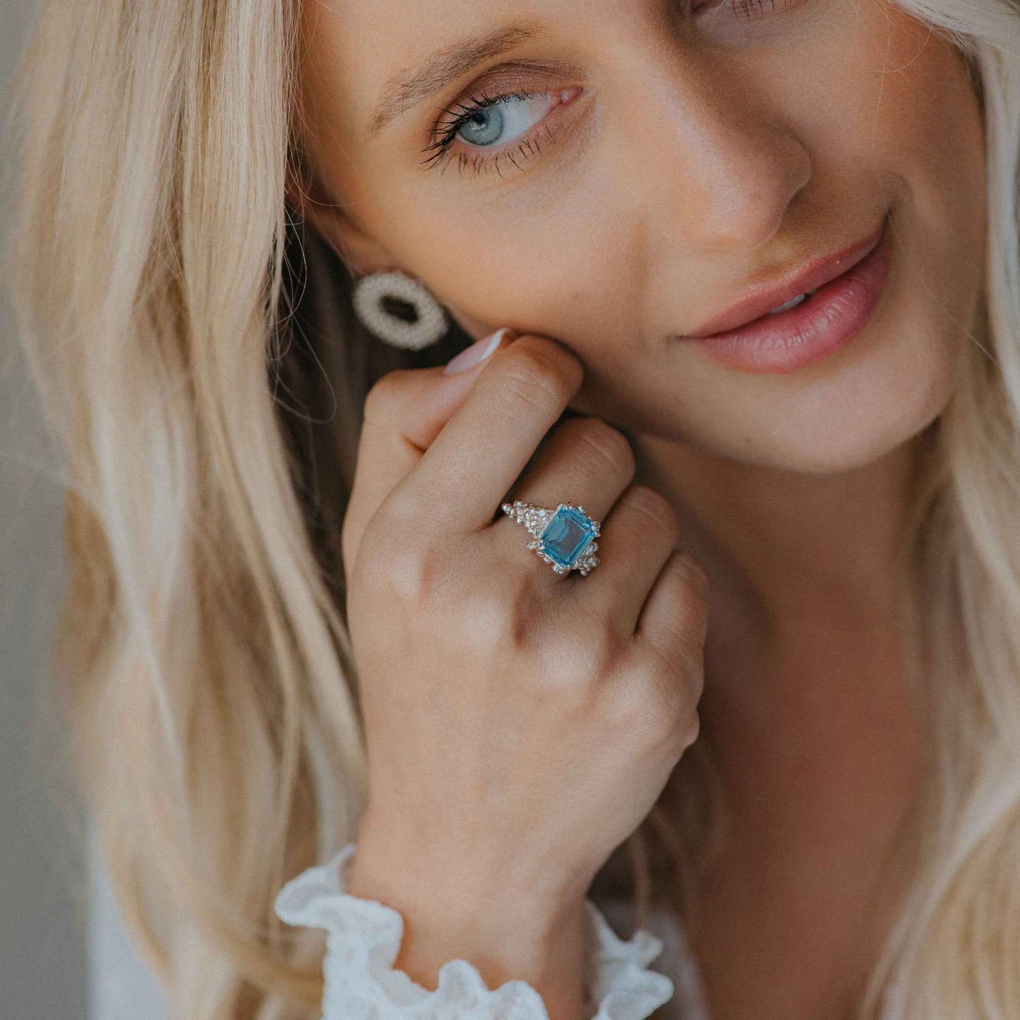 Silver Sky Blue Topaz Ring - Aurelia