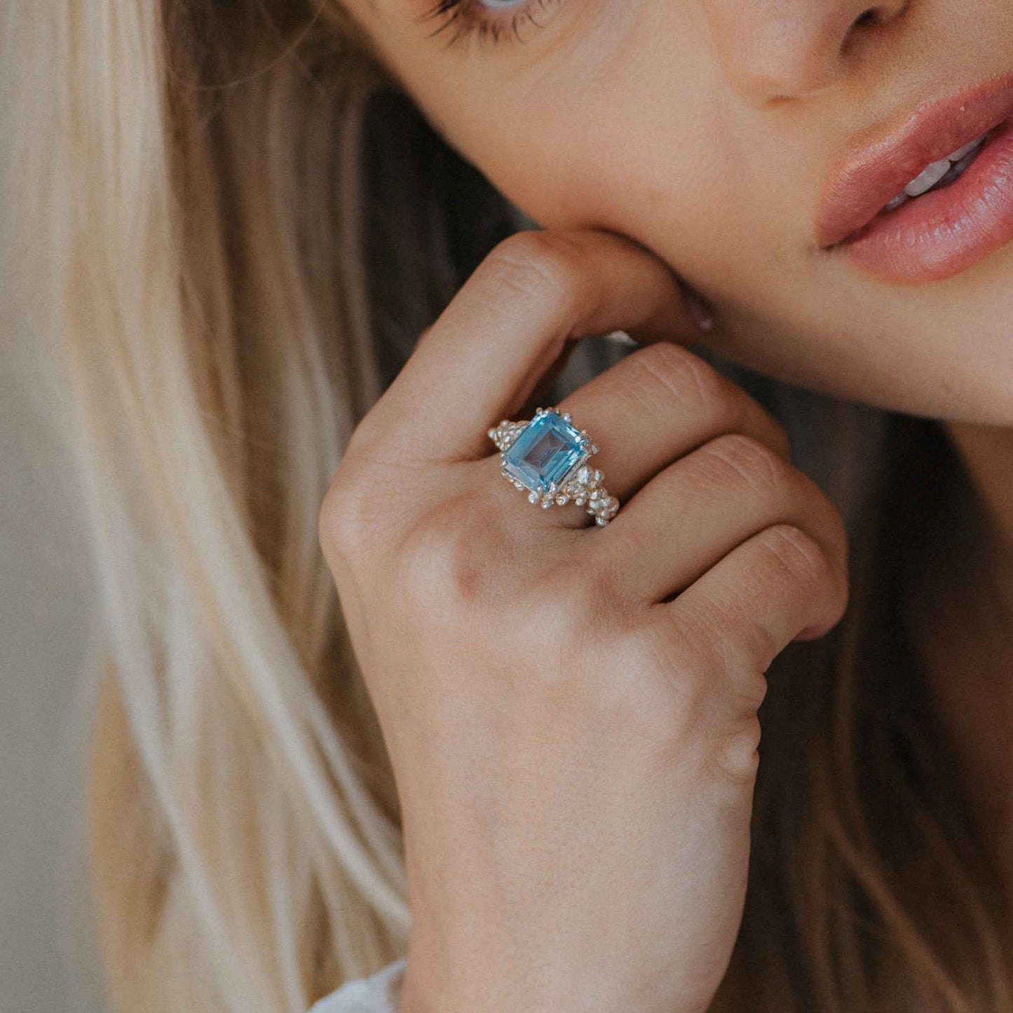 Silver Sky Blue Topaz Ring - Aurelia