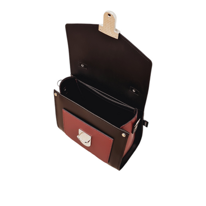 Handmade Leather Two Tone Sugarcube Handbag Black - Oxblood  