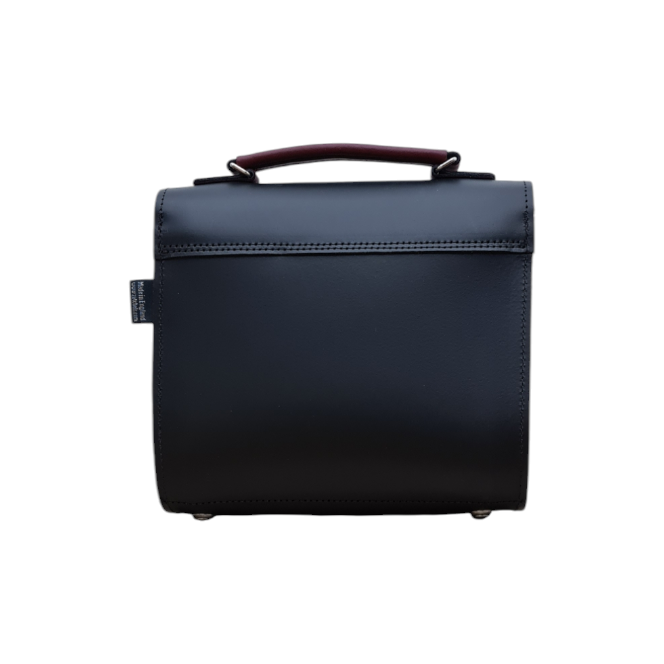 Handmade Leather Two Tone Sugarcube Handbag Black - Oxblood  