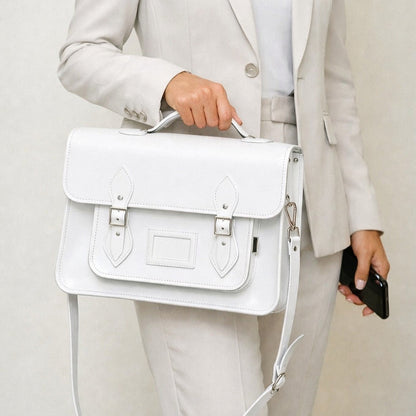 Handmade Leather Satchel White
