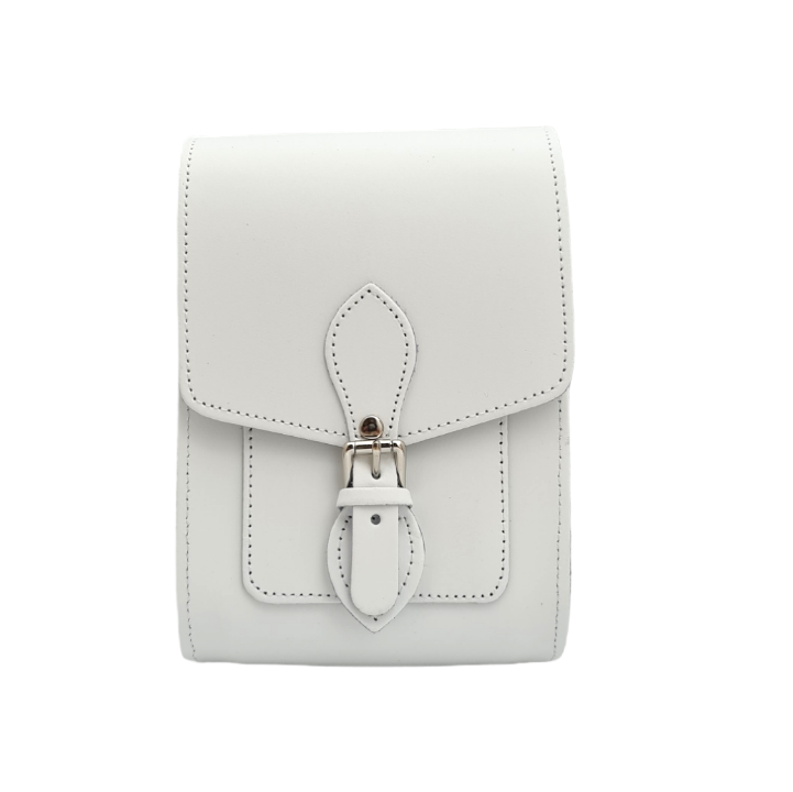 Handmade Leather Festival Phone Bag - White  