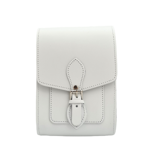 Handmade Leather Festival Phone Bag - White  
