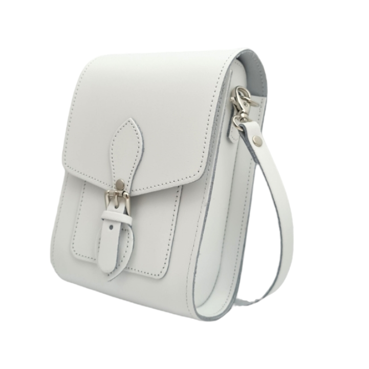 Handmade Leather Festival Phone Bag - White  