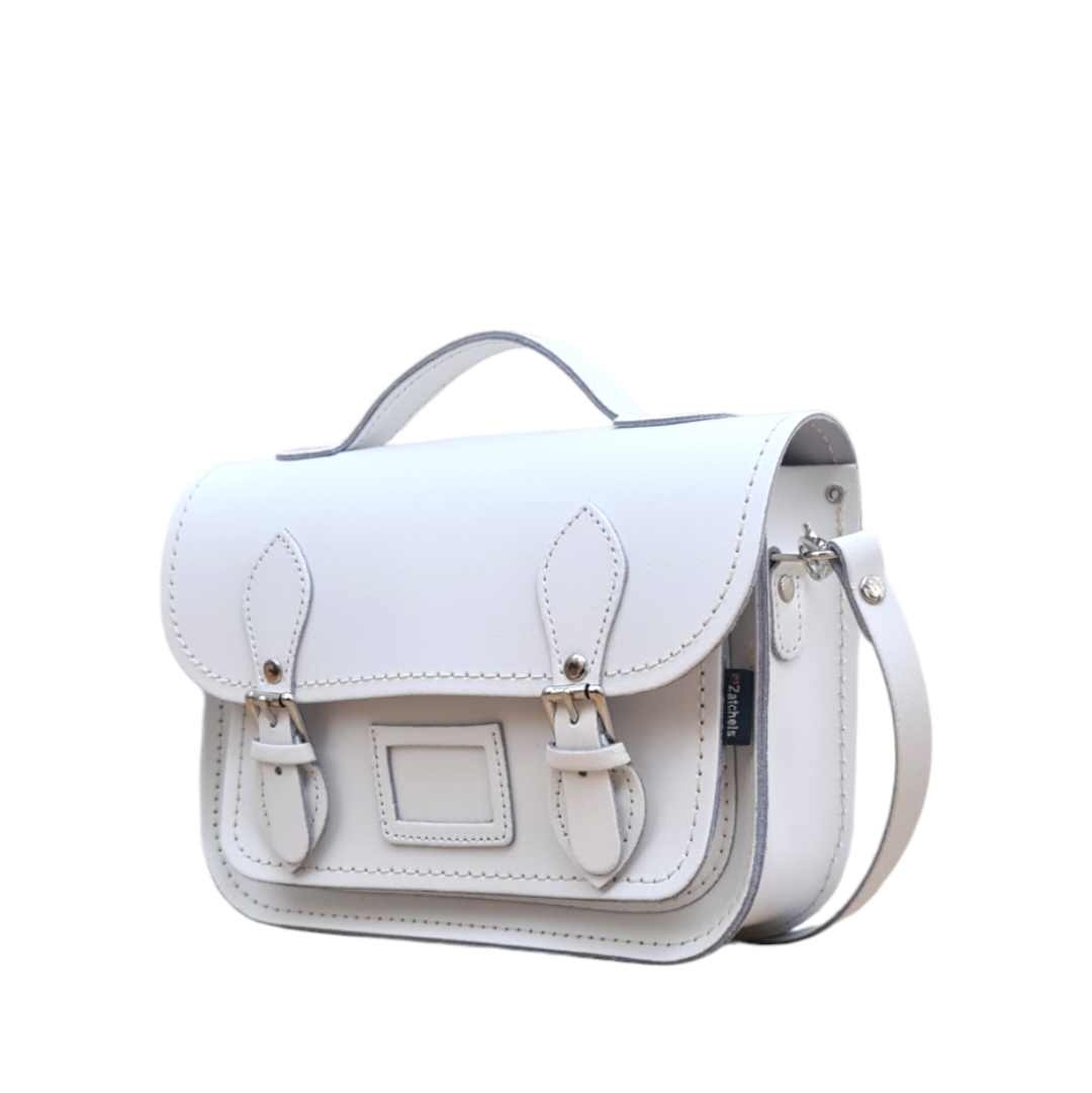 Leather Midi Satchel - White  