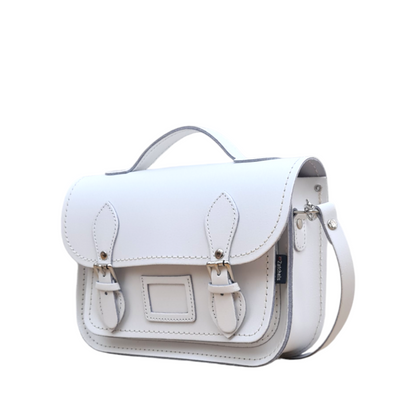 Leather Midi Satchel - White  